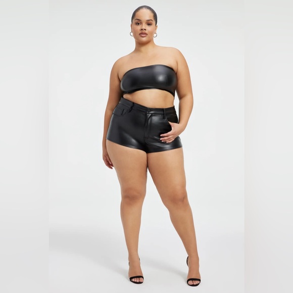Good American Faux Leather Micro Shorts - Picture 2 of 7